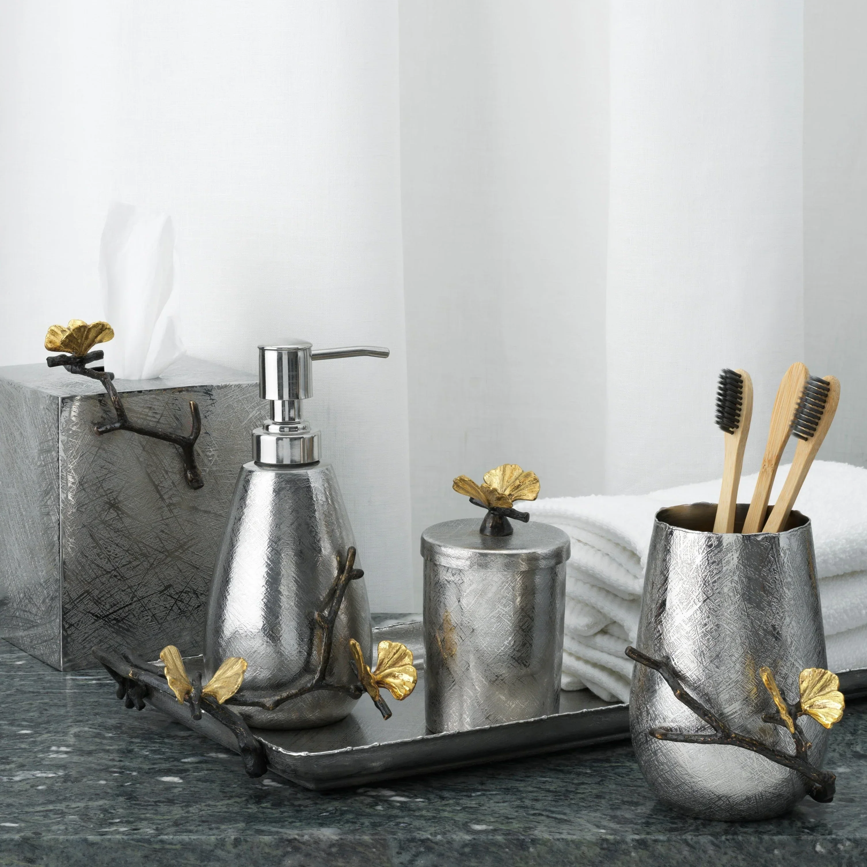Butterfly Ginkgo Bath Collection - Stainless Steel